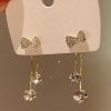 Rhinestone Bow Drop Earrings