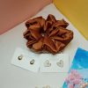 Combo of 3 set , 2 stude earrings & scrunchies