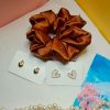 Combo of 3 set , 2 stude earrings & scrunchies