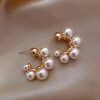 C Shape Pearl Hoop Earrings