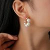 C Shape Pearl Hoop Earrings