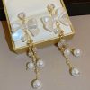 Bow Pearl Tassel Long Earrings