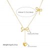 Heart Drop Two Bow Necklace