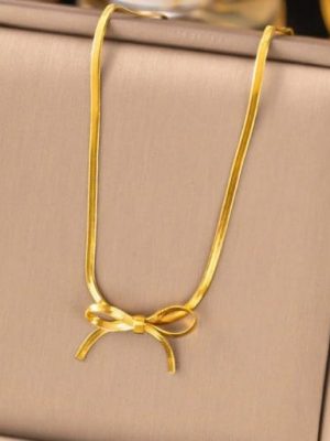 Bow Knot Snake Chain Necklace