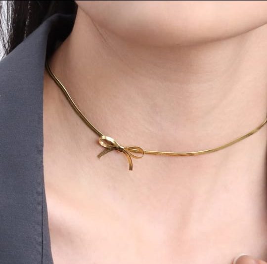 Bow Knot Snake Chain Necklace