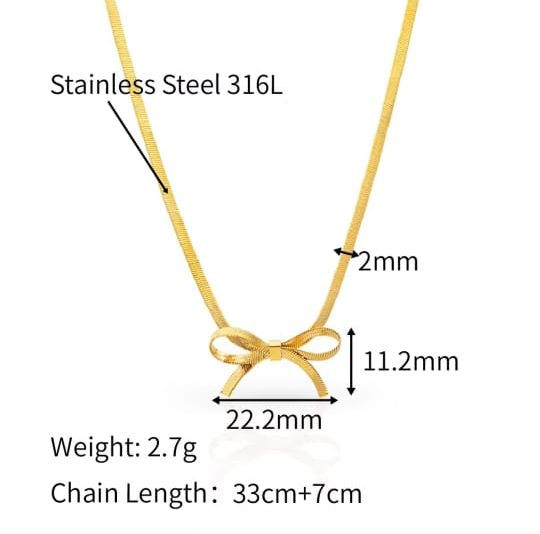 Bow Knot Snake Chain Necklace