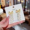 Ribbon Silver Stone Earrings