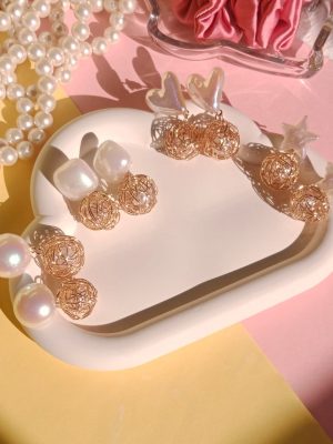 Pearls with Golden Taar Earrings with 4 Different Design