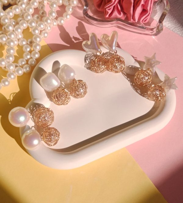 Pearls with Golden Taar Earrings with 4 Different Design