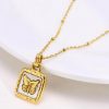 Butterfly Studded In Sell Square Necklace
