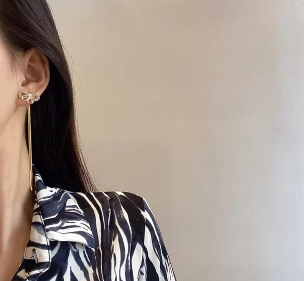 Bow Tassel Long Earrings