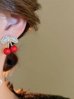 Rhinestone Cherry Earrings