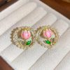 Tulip In Pearl Raund Earrings