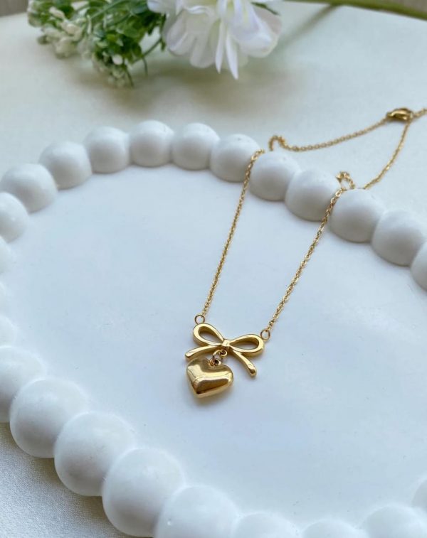 Bow And Heart Necklace