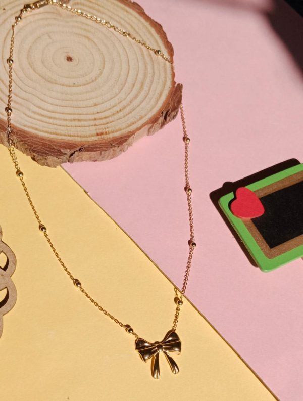 Charm Bow Knot Anti-tarnish  Gold Plated Necklace